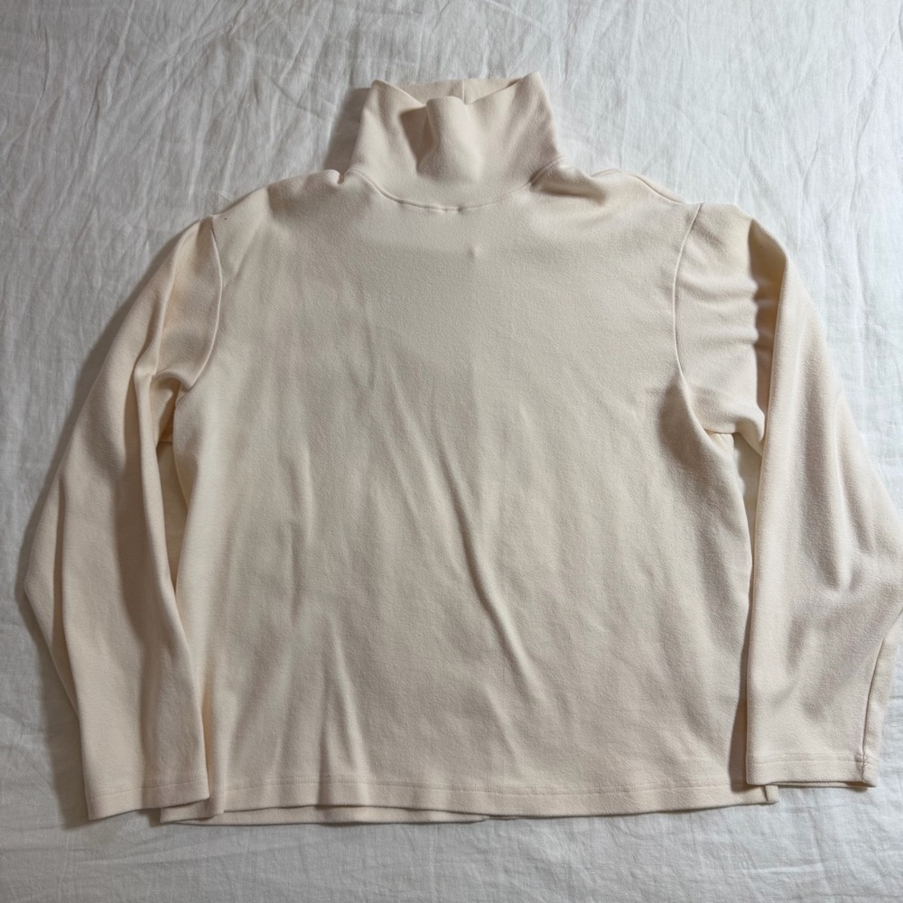 Amomento Elegant Men's Cream Mock Turtleneck Drop Shoulder Korean Sweater